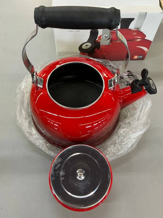 Thrifty 70- Le Creuset Enameled Steel 1.7-quart Cerise Whistling Tea Kettle- Open box- Used (see picture)- As is- Final sale- No return