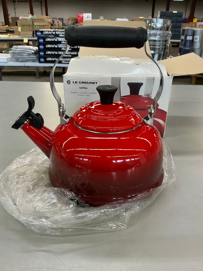 Thrifty 70- Le Creuset Enameled Steel 1.7-quart Cerise Whistling Tea Kettle- Open box- Used (see picture)- As is- Final sale- No return