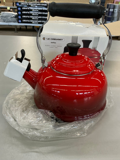 Thrifty 70- Le Creuset Enameled Steel 1.7-quart Cerise Whistling Tea Kettle- Open box- Used (see picture)- As is- Final sale- No return