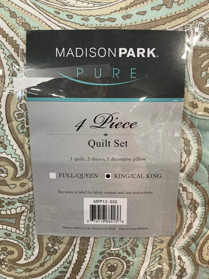 Madison Park Pure Dermot 4-Pc Cotton Quilt Set With Throw Pillow king/ cal king