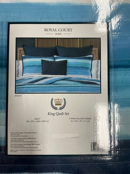 Royal Court Balboa Stripes Quilt Set 3-pc king
