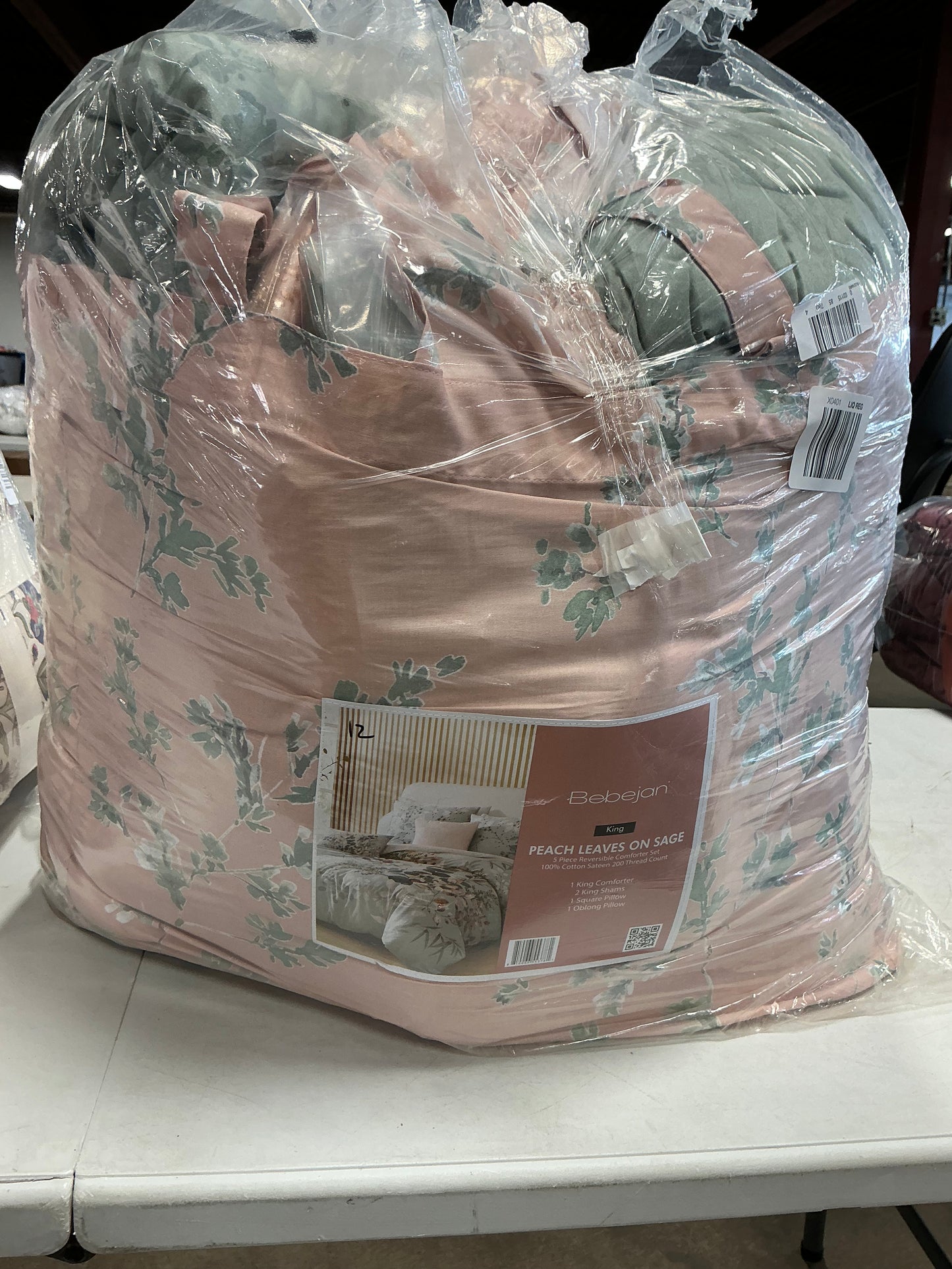 Bebejan Peach Leaves 5-pc. Midweight Reversible Comforter Set king