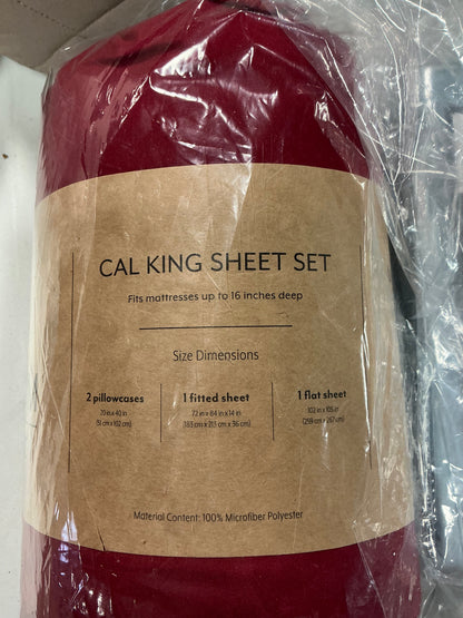 iEnjoy Home 4-PC Premium Ultra Soft Full Bed Sheet Set in Burgundy Red cal king