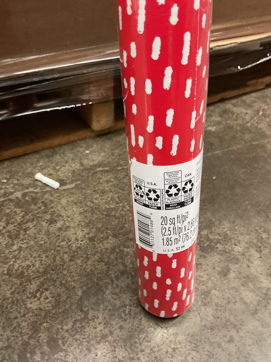 Christmas Roll Wrap White Dots on Red (20 sq ft)