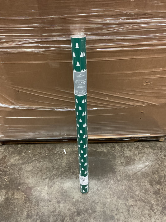 Christmas Roll Wrap White Trees on Green (20 sq ft)