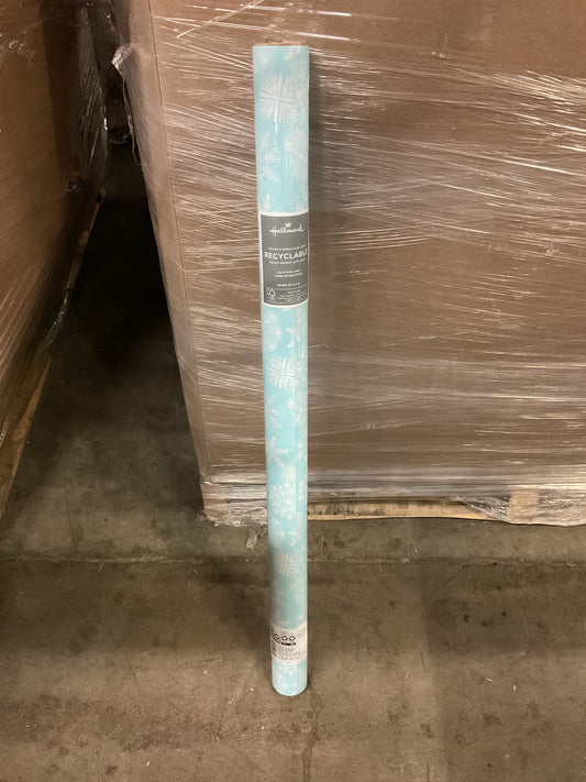 Christmas Roll Wrap Snowflakes Sky Blue and White (22.5 sq ft)