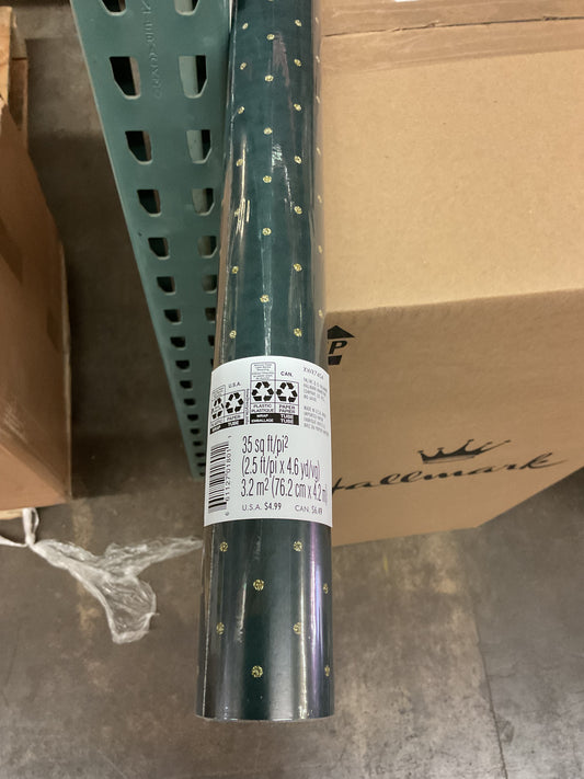 Christmas Roll Wrap Gold SLV Foil Dots (35 sq ft)