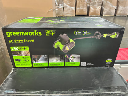 Greenworks 12" Brushless Snow Shovel with Light Kit: 24V Lithium lon, Adjustable Handle
