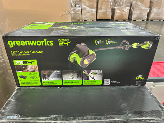 Greenworks 12" Brushless Snow Shovel with Light Kit: 24V Lithium lon, Adjustable Handle