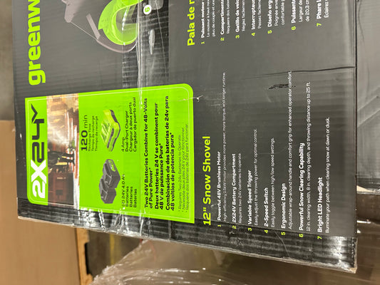 Greenworks 12" Brushless Snow Shovel with Light Kit: 24V Lithium lon, Adjustable Handle