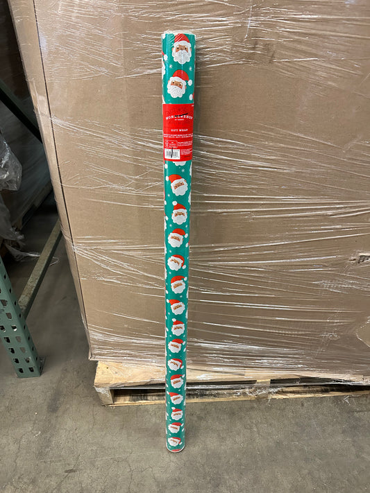 Christmas Roll Wrap Santa on Green 220 sq ft