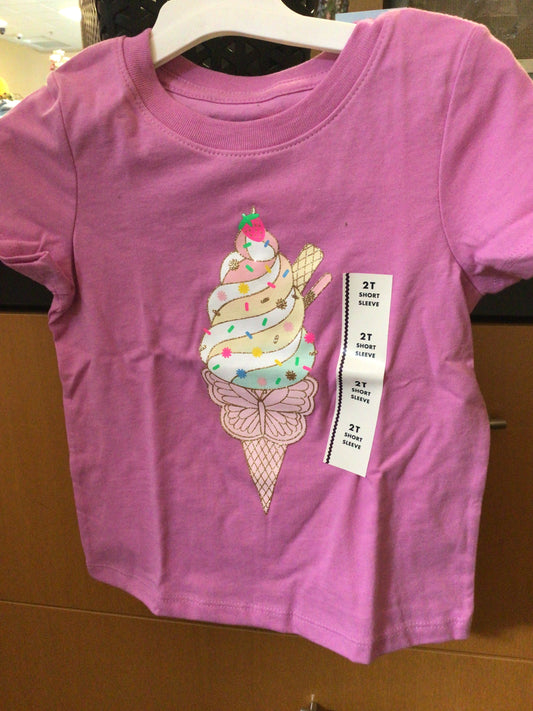 Short Sleeve Shirt - Purple Ice cream- Size 2T