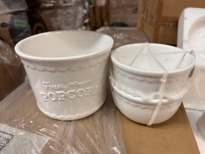 BUNDLE - White Ceramic Popcorn Buckets - 3pc