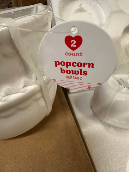 BUNDLE - White Ceramic Popcorn Buckets - 3pc