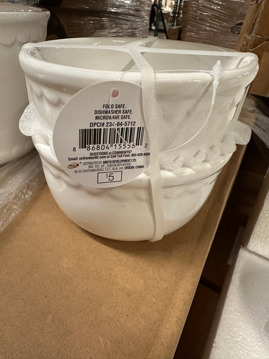 BUNDLE - White Ceramic Popcorn Buckets - 3pc