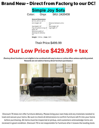 FD Simple Joy Sofa - Onyx (2420438)