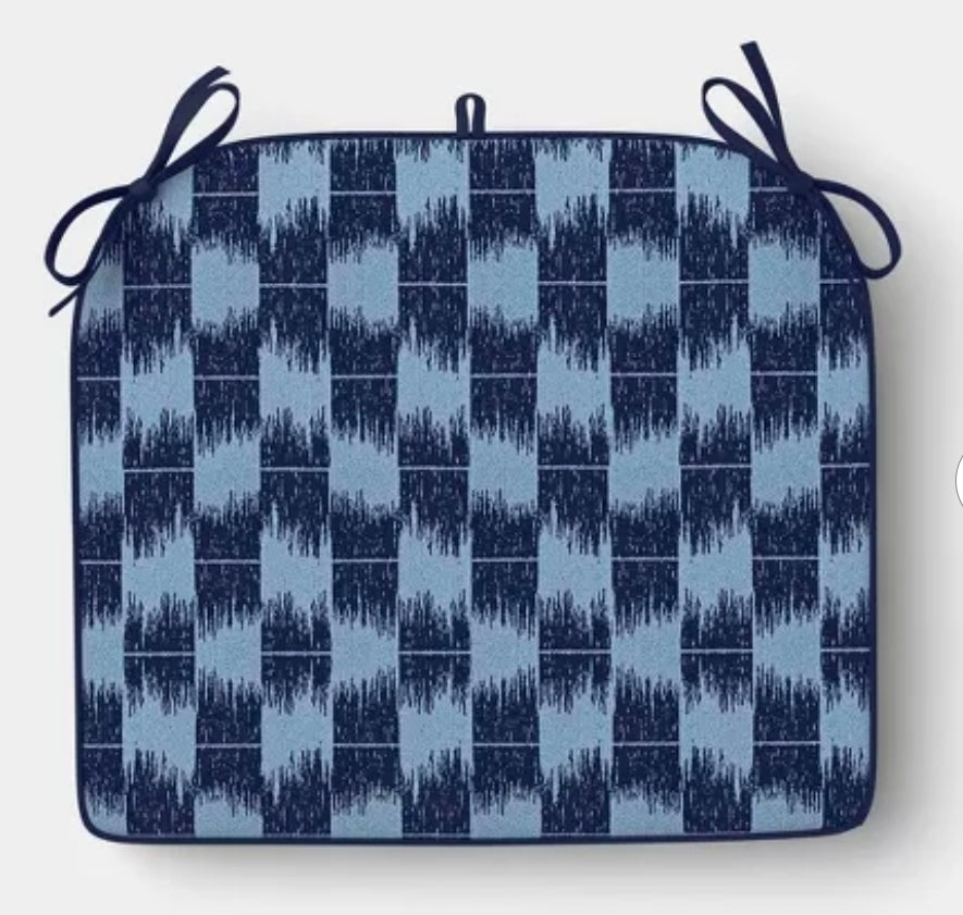 18"x20" Ikat Woven Curved Seat Cushion Light Blue/Navy - Threshold™ PICKUP ONLY