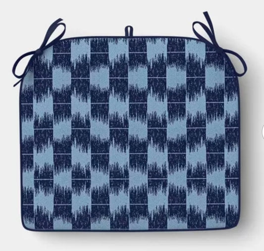 18"x20" Ikat Woven Curved Seat Cushion Light Blue/Navy - Threshold™ PICKUP ONLY