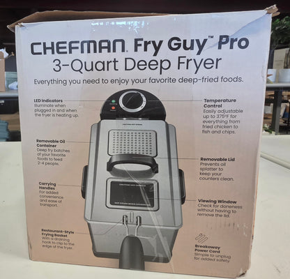 Chefman 3.2qt Stainless Steel Deep Fryer OPEN DAMAGED BOX PICKUP ONLY
