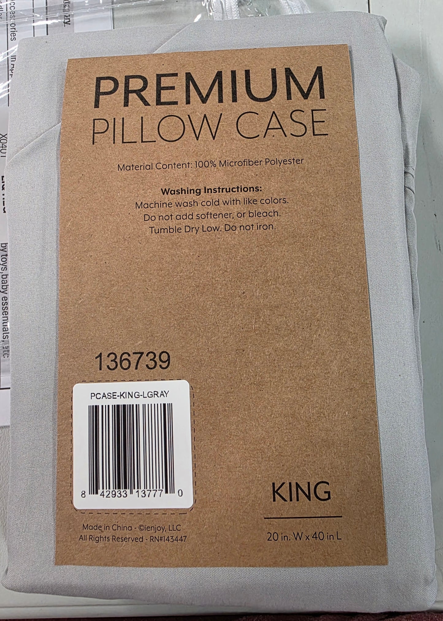 Premium Pillowcase King 2 pcs Light Gray