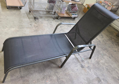Sling Stacking Steel Outdoor Patio Chaise Lounge Black  - PICKUP ONLY