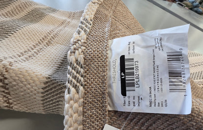 5'x7' Pieced Striped Outdoor Patio Woven Area Rug Tan - Threshold™ designed with Studio McGee PICKUP ONLY
