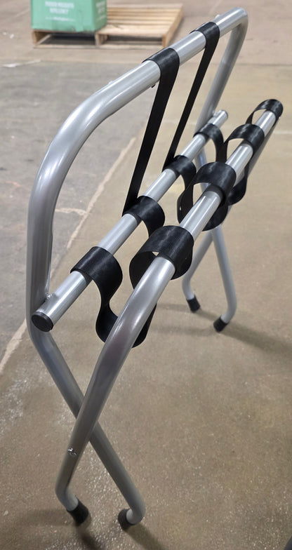 Whitmor Powder-Coated Metal Folding Luggage Rack with Backrest in Silver PICKUP ONLY