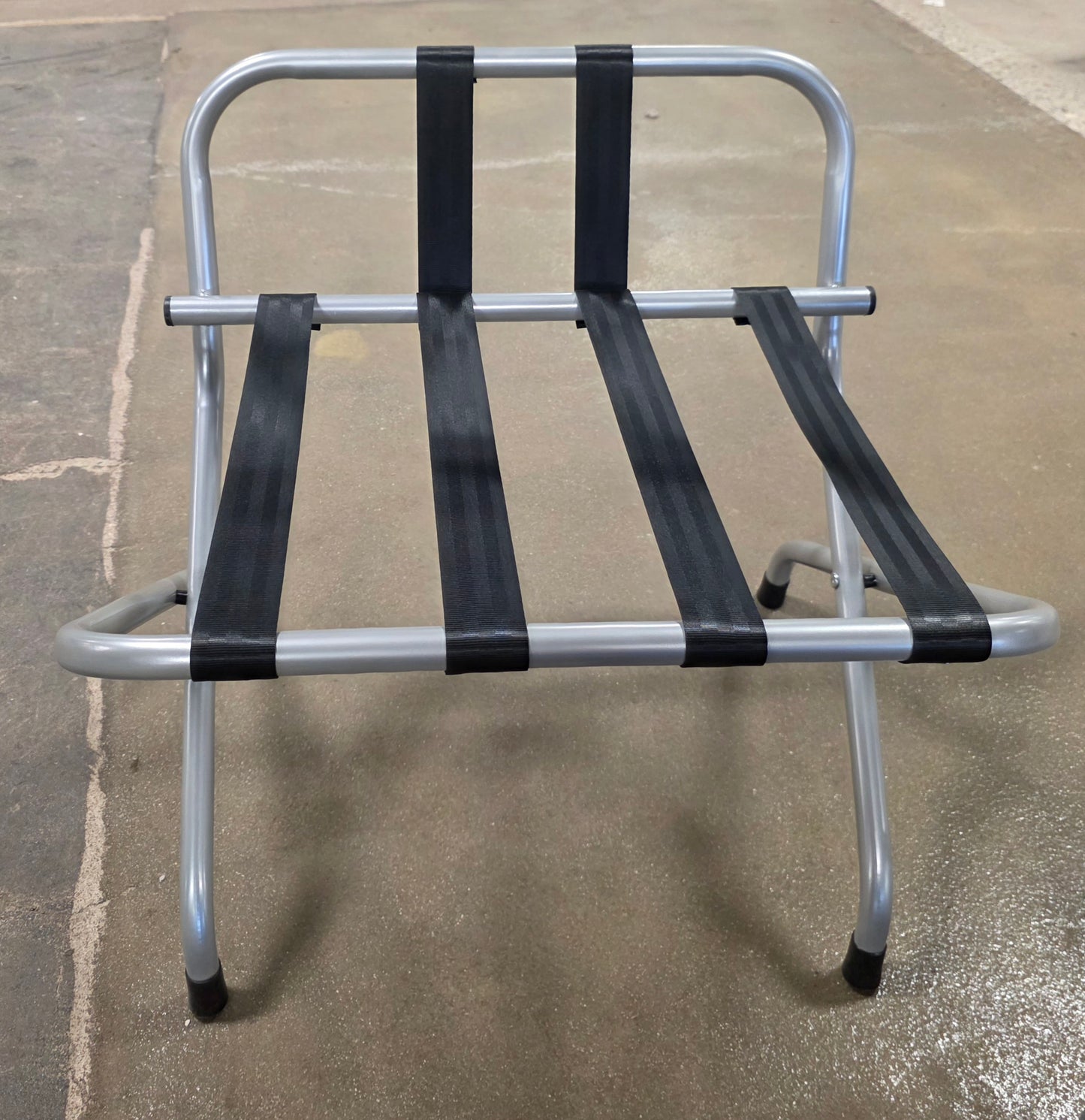 Whitmor Powder-Coated Metal Folding Luggage Rack with Backrest in Silver PICKUP ONLY