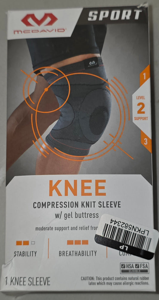 McDavid Sport Compression Knit Knee Sleeve with Gel Buttress - (L /XL): Tendonitis & Arthritis Support Level 2
