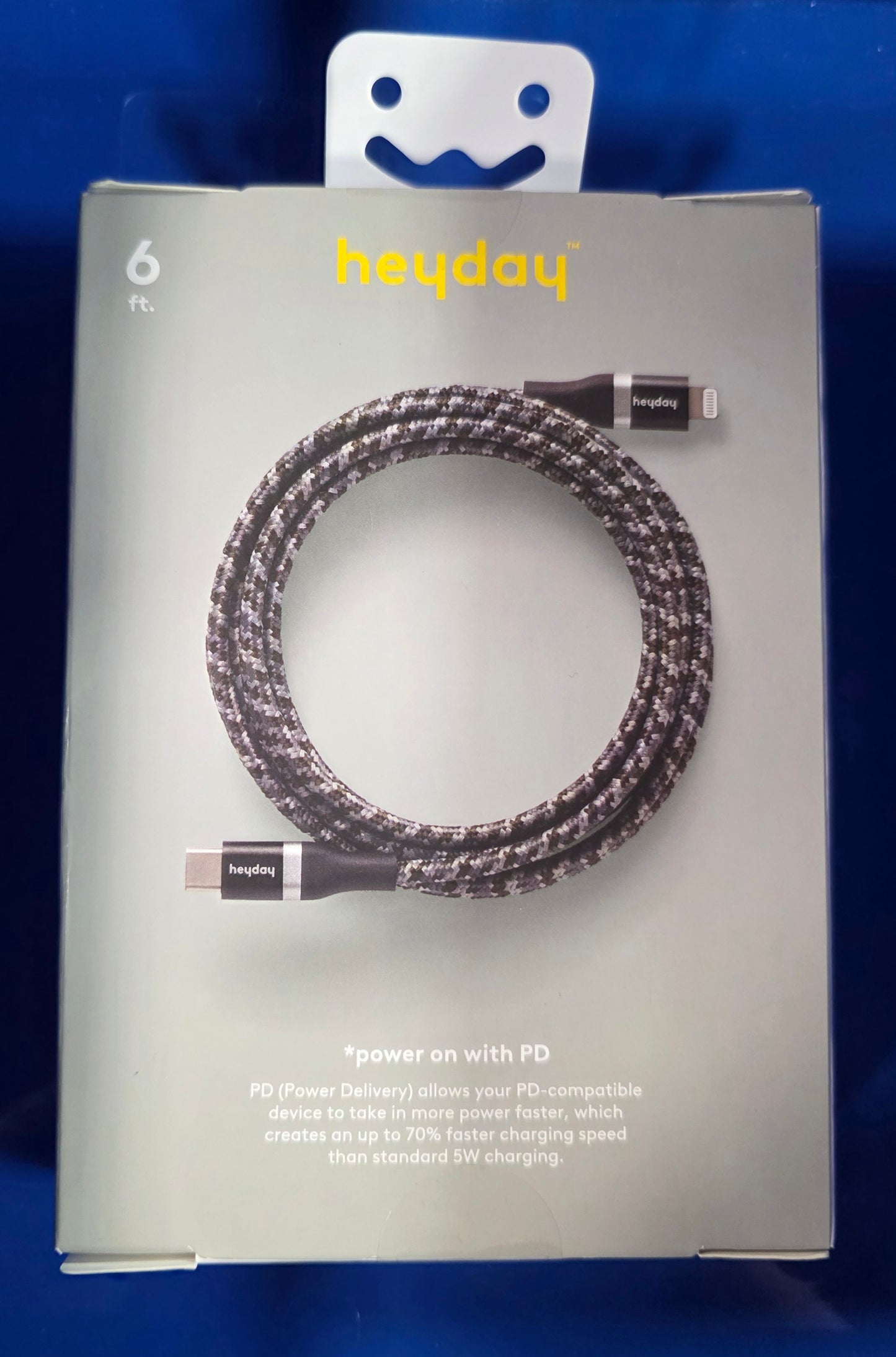 6' Lightning to USB-C Braided Cable - heyday™ Black: Male-To-Male Connection