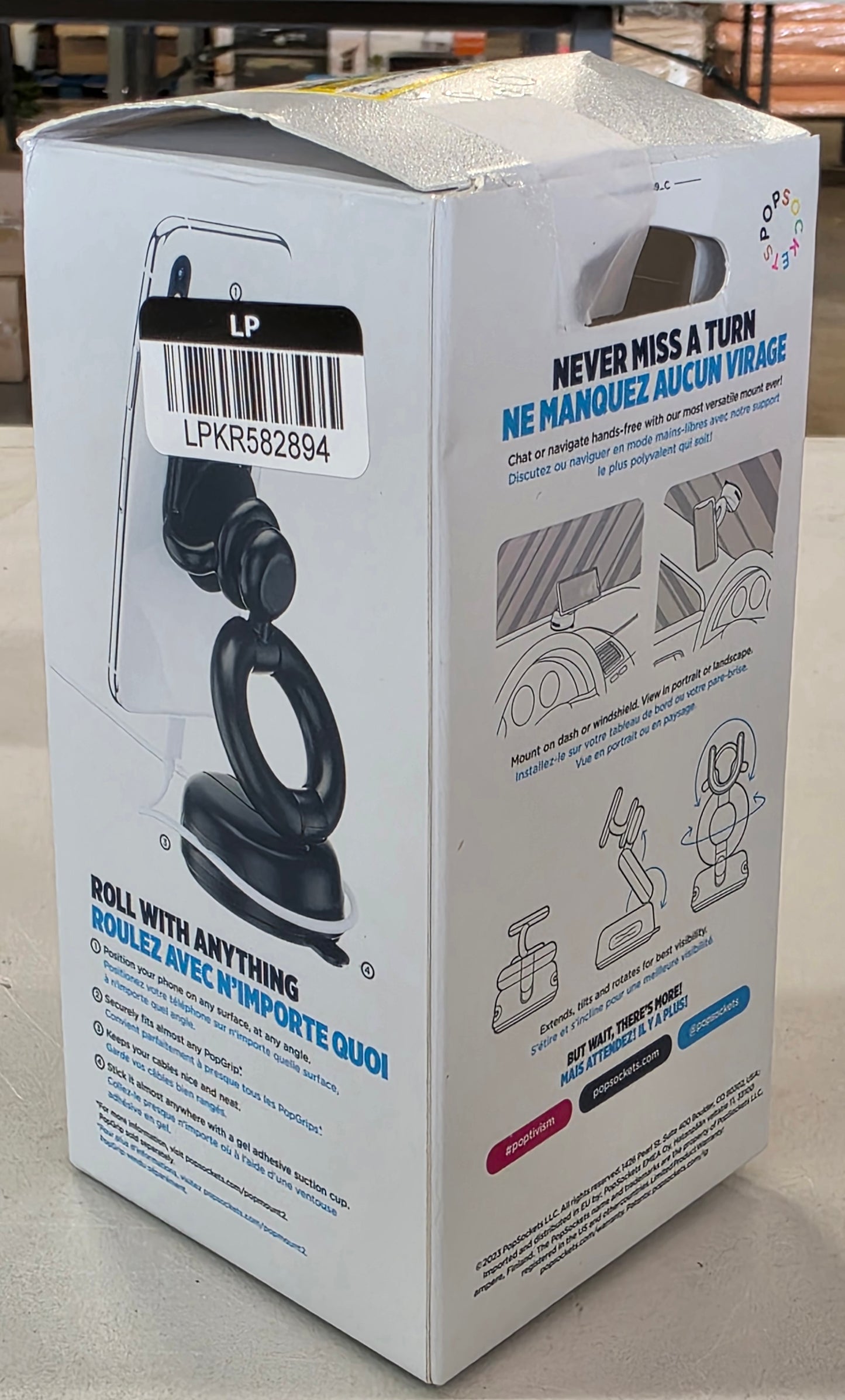 PopSockets PopMount Desk Car Dash & Windshield Mount - Black -AS IS, OPEN BOX, USED