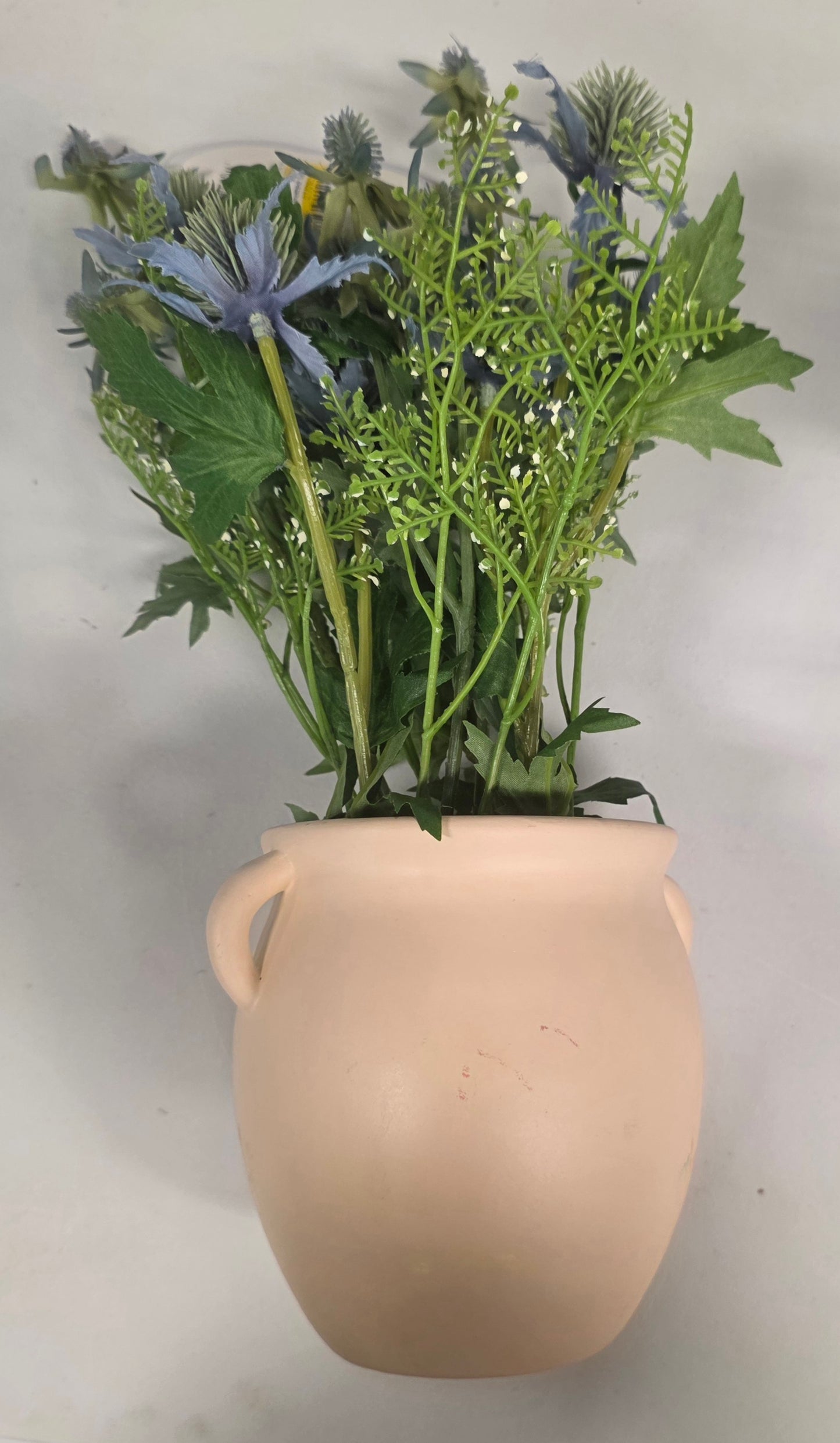 13.5" Artificial Potted Sea Holly tabletop plant