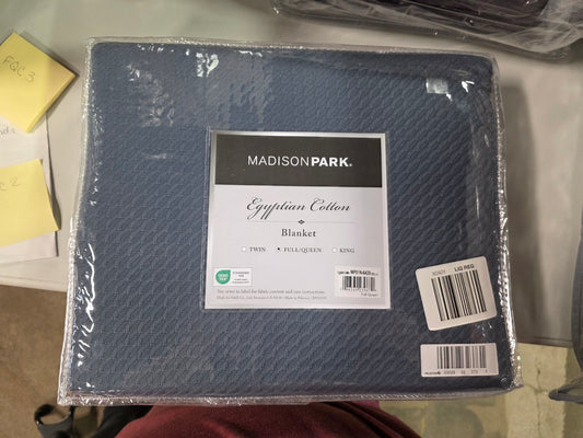 Madison Park F/Q Egyptian Cotton Blanket Blue