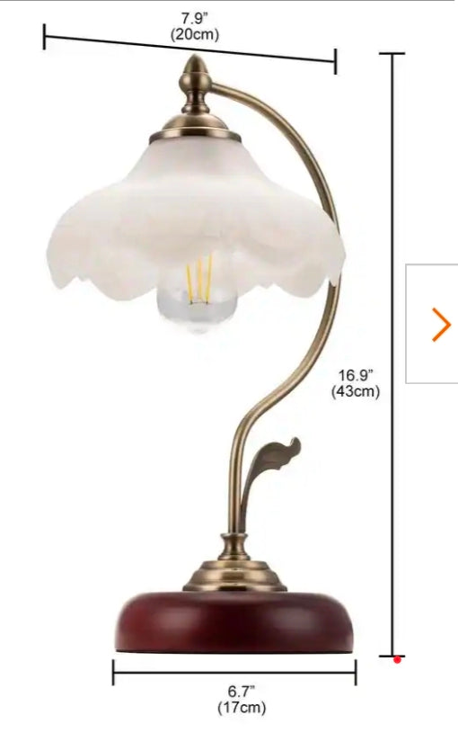 Gold Flower Table Lamp Glass Shade