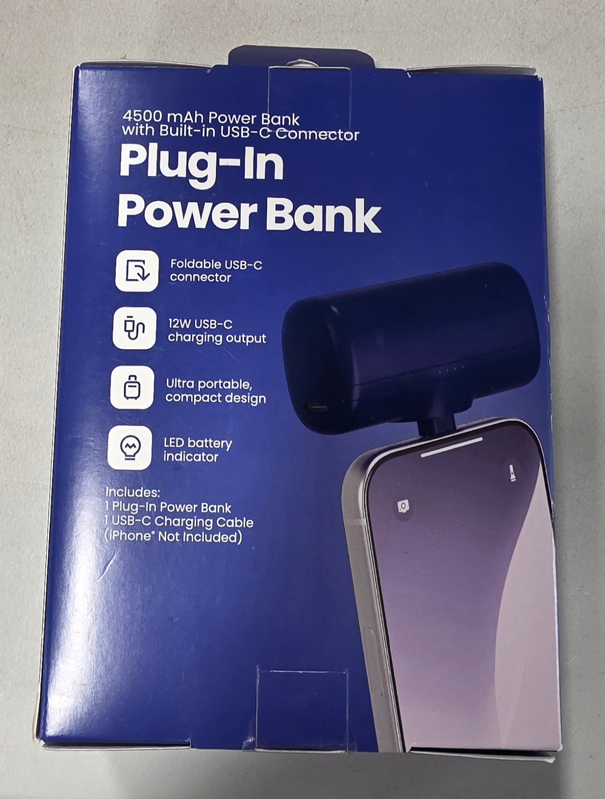 GEMS 4500mAh Plug in Power Bank - Blue