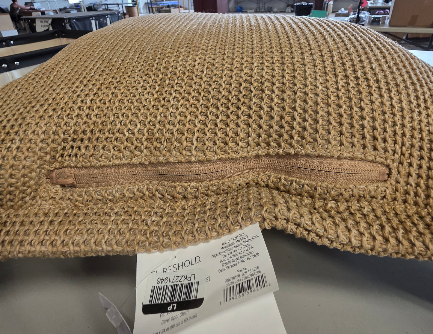 Faux Natural Outdoor Knit Pillow Cushion Tan - Threshold™ PICKUP ONLY