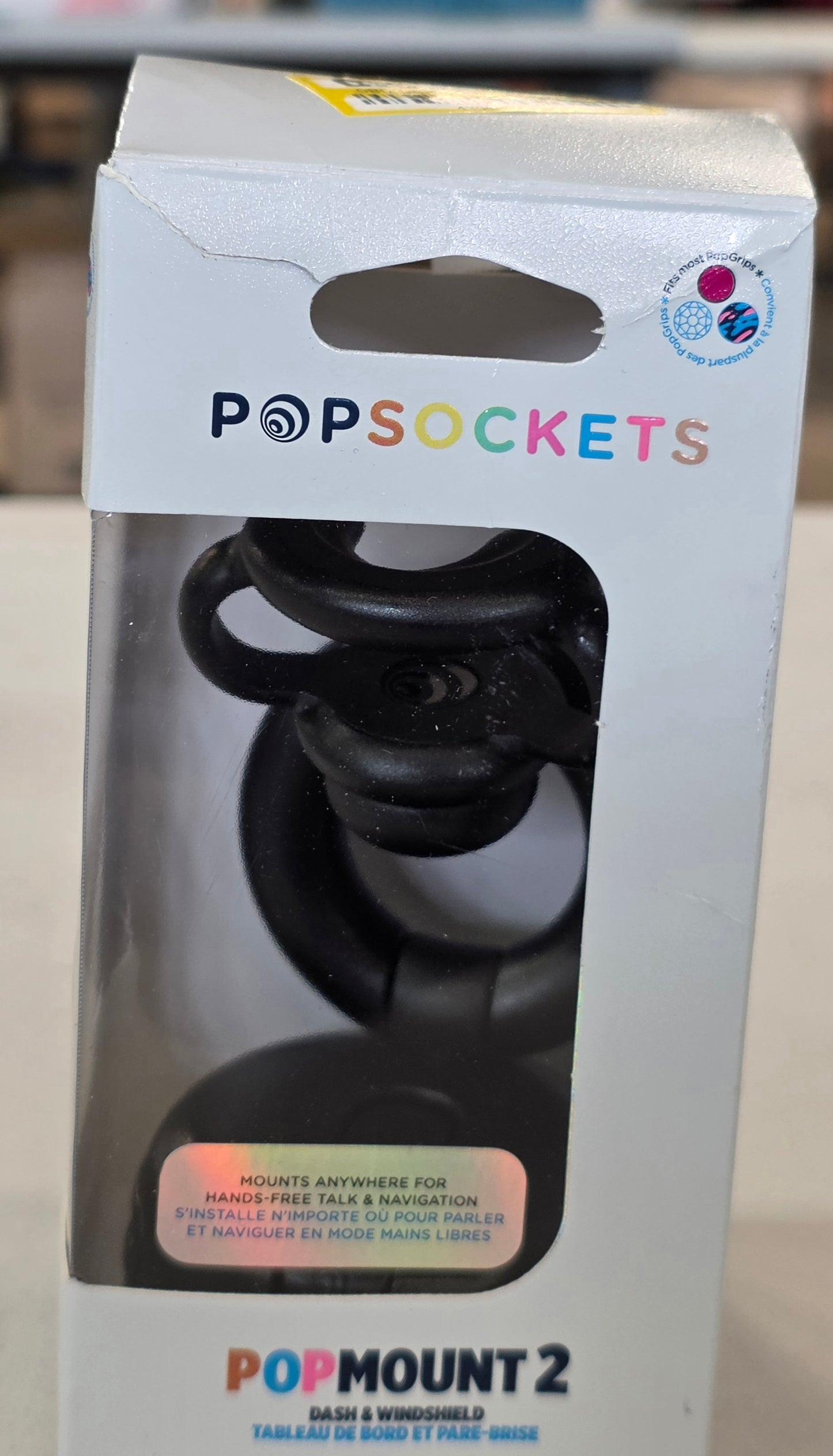 PopSockets PopMount Desk Car Dash & Windshield Mount - Black -AS IS, OPEN BOX, USED
