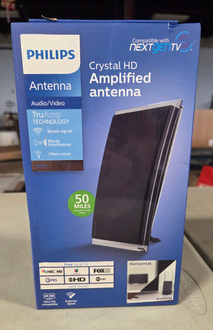 Philips crystal HD indoor amplified TV antenna with 6' coaxial cable