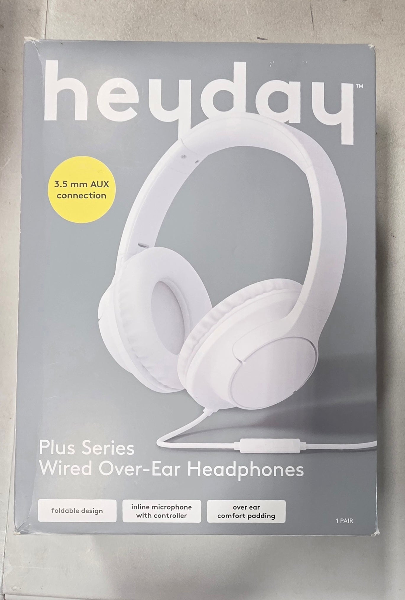 Premium Over-Ear Folding Wired Headphones - heyday™ White Open Box