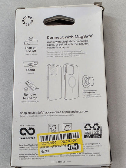 PopSockets Magnetic Phone Grip with MagSafe, Magnetic Adapter Ring Included - Clear - Open Box