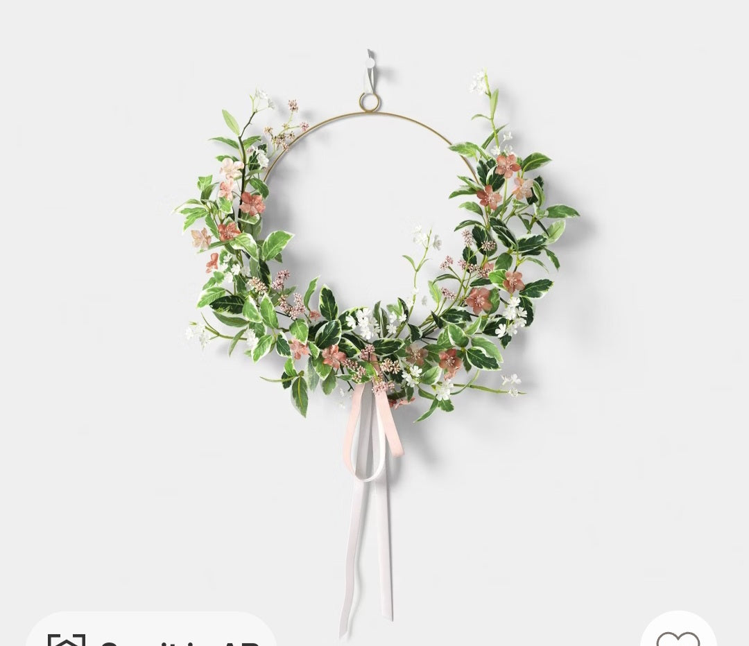 Spring floral asymmetrical wreath - PICK UP ONLY