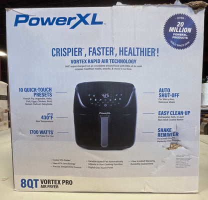 PowerXL Vortex Pro Air Fryer Black 8 Qt OPEN BOX PICKUP ONLY