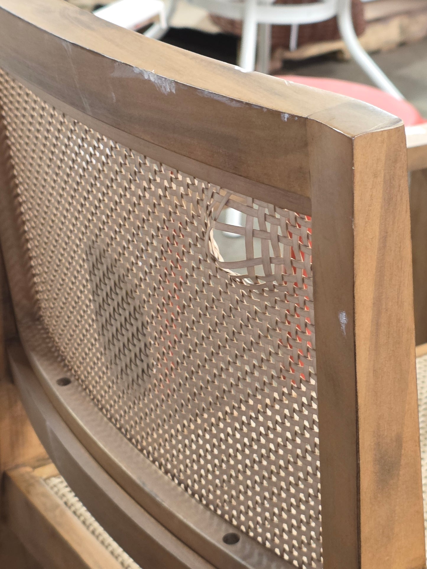 Wood Caning Stackable Patio Chair Brown - Threshold™ designed with Studio McGee. AS-IS PICKUP ONLY