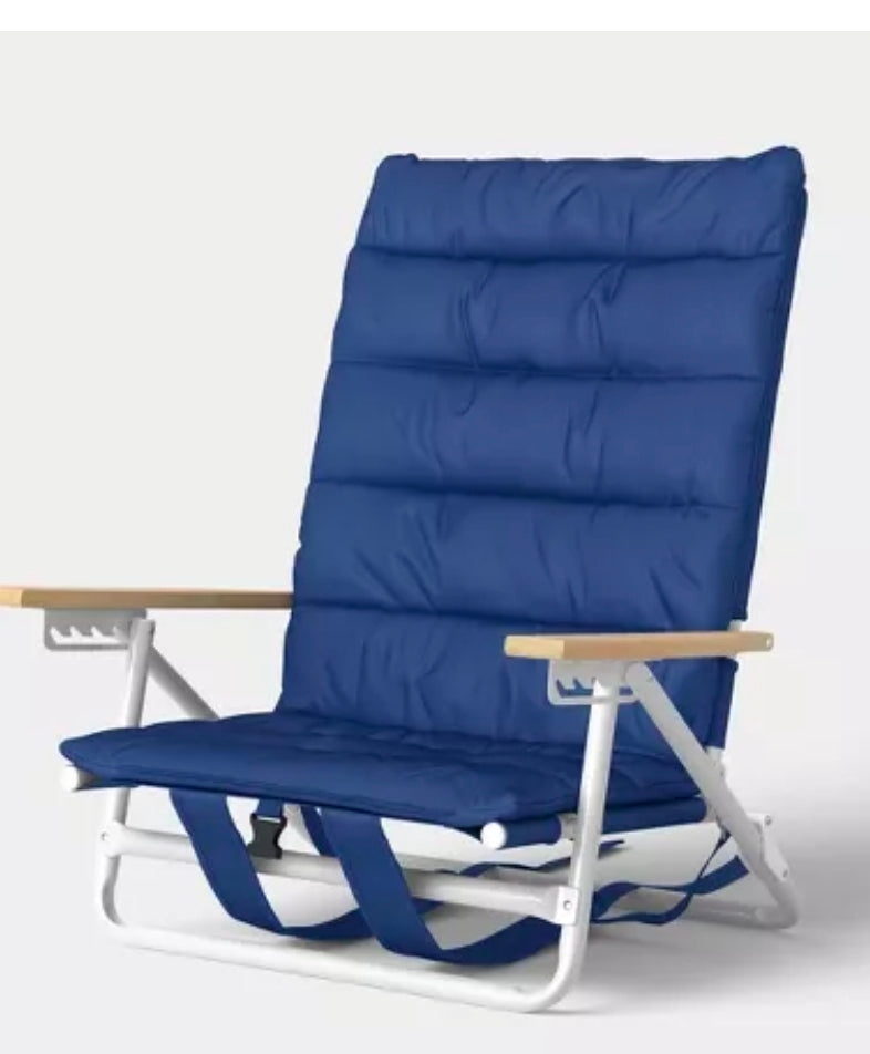 Padded Backpack Beach Chair Navy/Cream - PICKUP ONLY