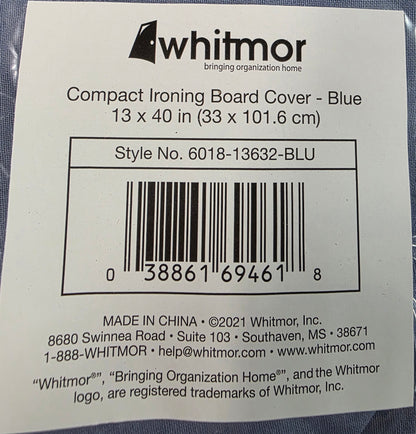 Whtmor -BLUE Compact Ironing Board Cover 13" x 40"