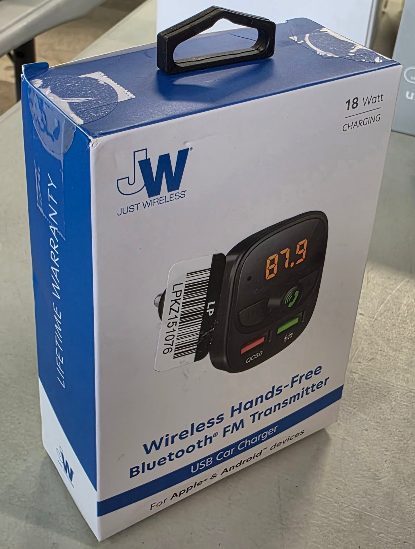 Just Wireless Bluetooth FM Transmitter Type C and USB-A Charging Port Bass Sound Booster - Black