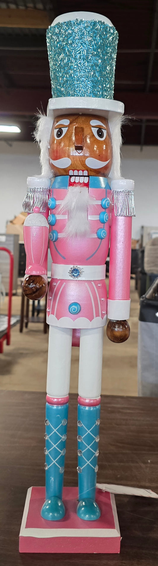 North Pole Trading Co. 24” Pink Wood Nutcracker 2025 Brown Tone