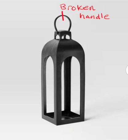 22.5"x7.7" Pillar Cast Aluminum Outdoor Lantern Candle Holder Black - Threshold™ AS-IS PICKUP ONLY