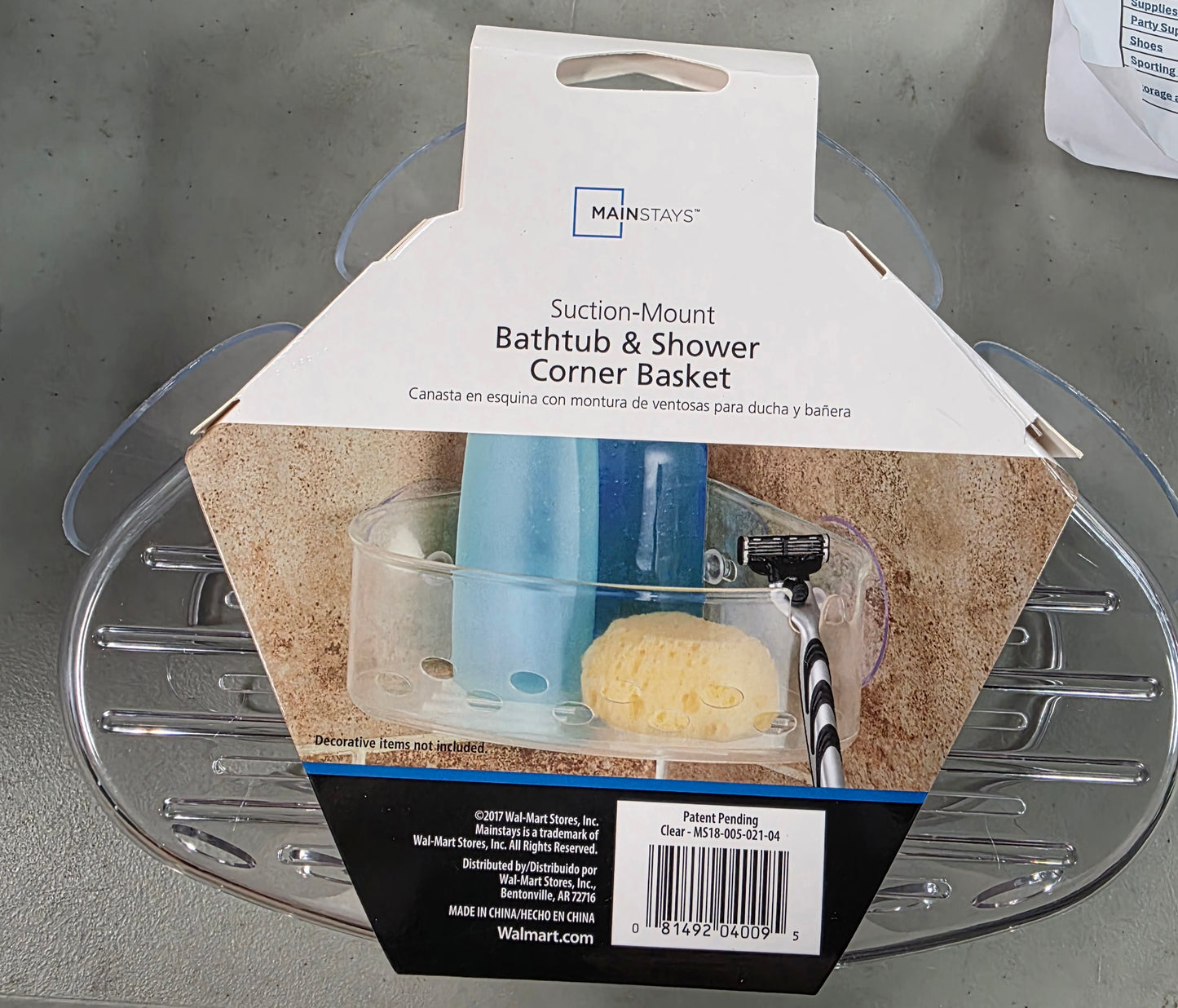 Bathtub & Shower Corner Basket by Mainstays Suction-Mounted