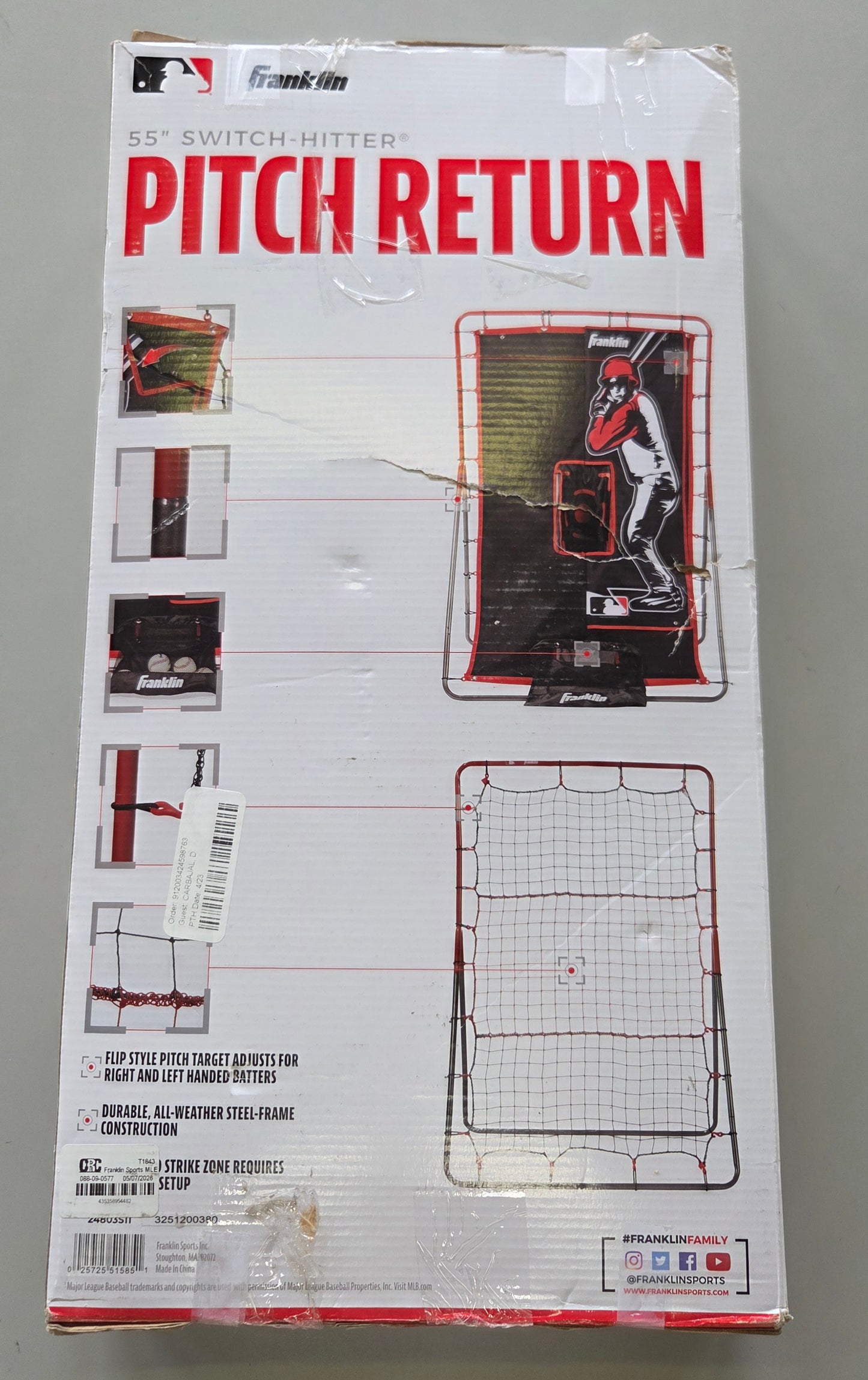 THRIFTY 70 - Franklin sports MLB 3-way return with target - AS IS - MISSING S-HOOK BUNGEES, GROUND STAKES, NET - FINAL SALE - NO RETURNS